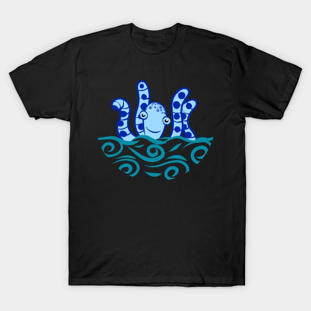 Friendly Blue Octopus T-Shirt by SubtleSplit